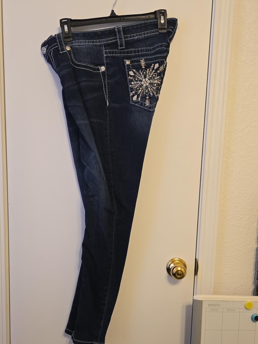 Miss Me Hailey Dark Blue Skinny Jeans with Rhinestone Pocket